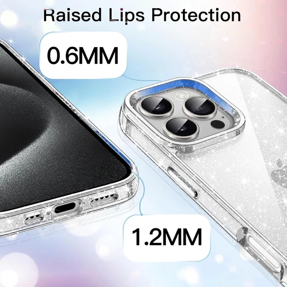 iPhone 16 Pro Max Kılıf Magsafe Şarj Özellikli Parıldayan Simli Şeffaf Redos Kapak - Resim 8