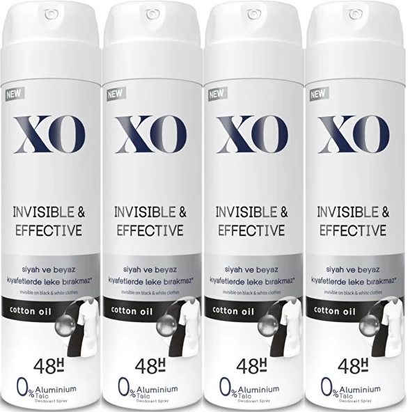 XO Deodorant 150ML Women-Kadın Invisible & Effective (4 Lü Set)