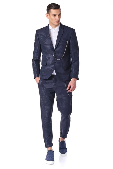 CEKMON Erkek Regular Fit Zincir Detaylı Blazer Rahat Klasik Ceket - 12