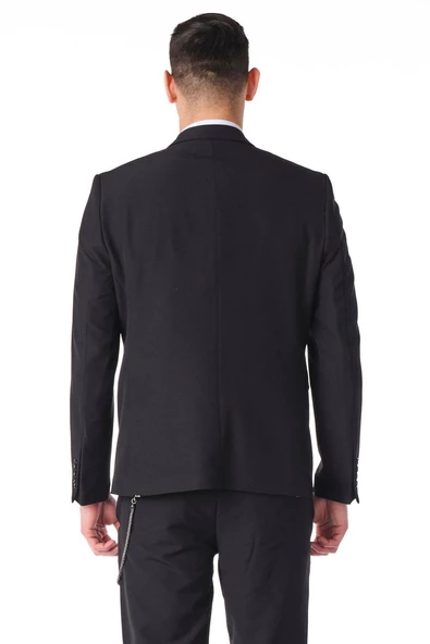CEKMON Erkek Regular Fit Zincir Detaylı Blazer Rahat Klasik Ceket - 5