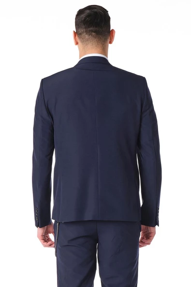 CEKMON Erkek Regular Fit Zincir Detaylı Blazer Rahat Klasik Ceket - 8