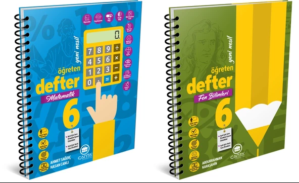 Çanta 2025 6. Sınıf Matematik + Fen Bilimleri Öğreten Defter Seti 2 Kitap