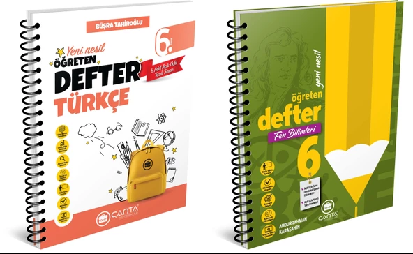 Çanta 2025 6. Sınıf Türkçe + Fen Bilimleri Öğreten Defter Seti 2 Kitap