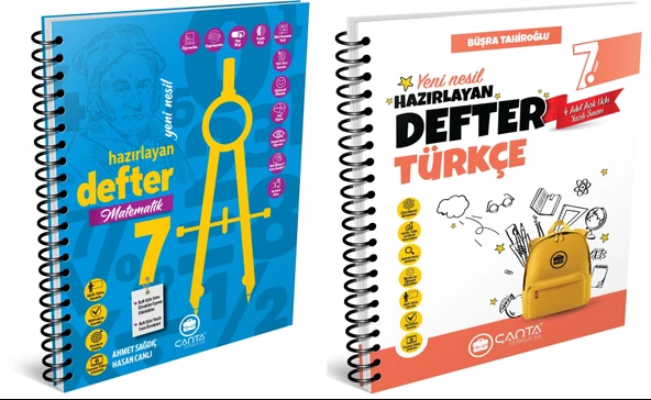 Çanta 2025 7. Sınıf Matematik + Türkçe Hazırlayan Defter Seti 2 Kitap