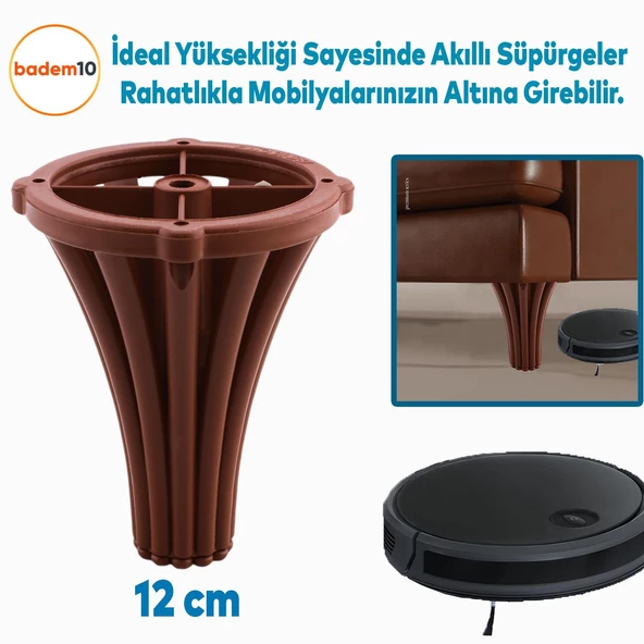 İstanbul Konsol Mobilya Kanepe Koltuk Tv Ünitesi Baza Ayağı Orta Sehpası Ayak Ayakları 12 cm Kahve - 4