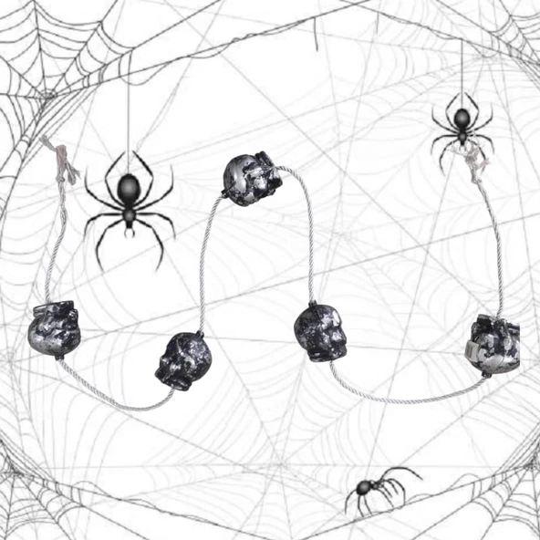 Cadılar Bayramı Asma Kurukafa Dekor 120cm Gümüş - Resim 2