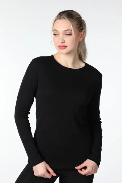 KADIN UZUN KOLLU BİSİKLET YAKA TİŞÖRT - Resim 4