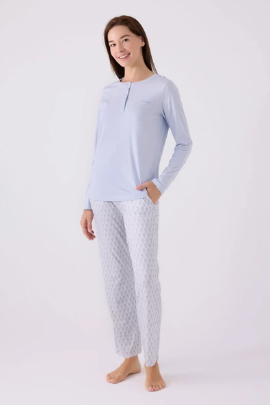 Pierre Cardin 8888 Kadın Uzun Kol Pijama Takım - 1