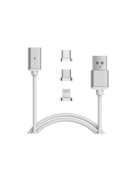 Iphone Lightning Samsung Micro Usb Type C Mıknatıslı Şarj Kablosu - 2