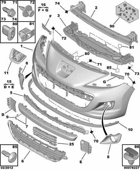 OEM Peugeot 207 (2010 -->) Ön Tampon Sis Far Çerçevesi Sağ Kromlu (7452ZZ) - 2
