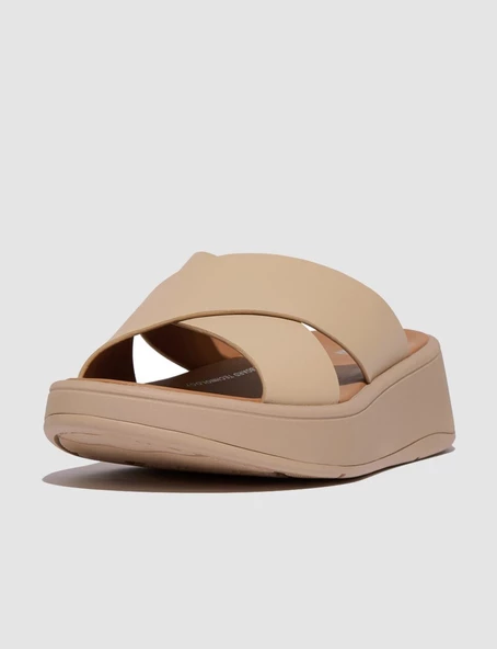 FitFlop F-MODE FW5 Hakiki Deri Krem Kadın Çapraz Bantlı Terlik - 4