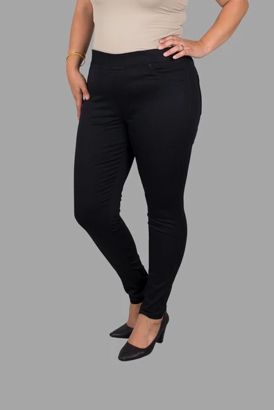 Büyük Beden Liktalı Kot Pantolon Siyah - 3