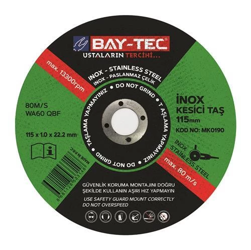 BAYTEC İNOX KESİCİ TAŞ 115*1*22 MM MK0190