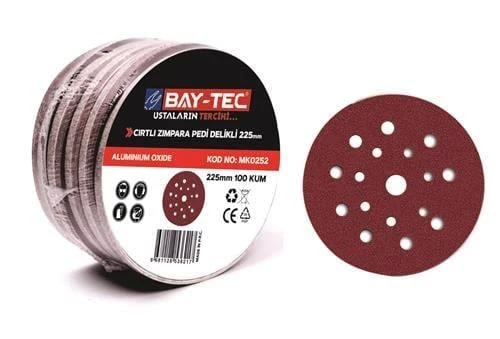 BAYTEC CIRTLI ZIMPARA PEDİ DELİKLİ 225 MM 100 KUM MK0252