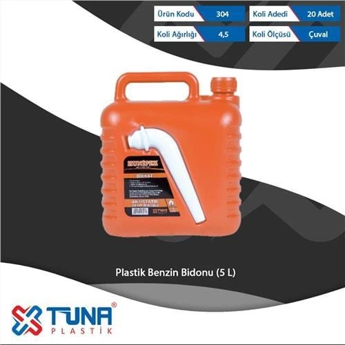 TUNA 304 PLASTİK BENZİN BİDONU 5 LT