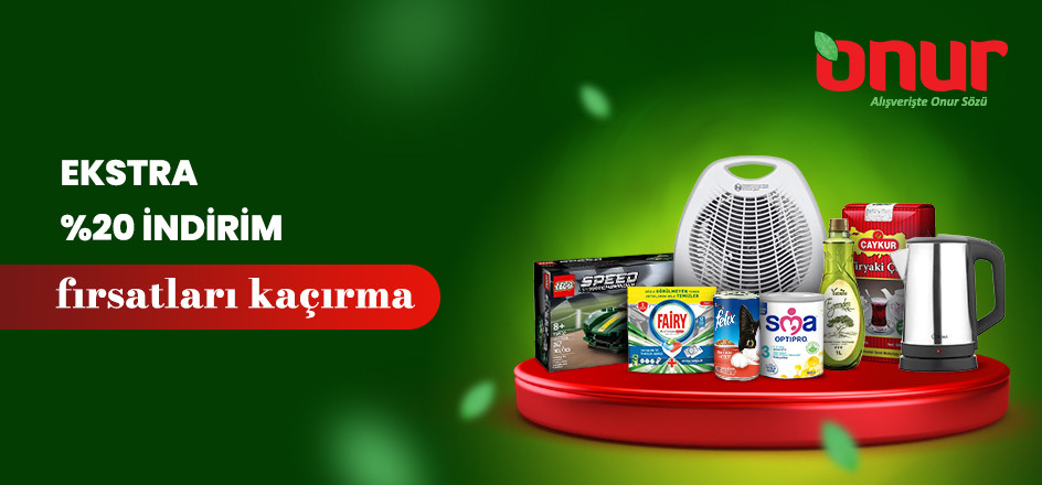 Onur Market Ürünlerinde %20 ye varan indirimler