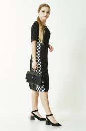 BÜYÜK BEDEN SİYAH PUANTİYELİ ABİYE ELBİSE 1100 SİYAH - 2