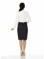 BAYAN DİZ ALTI ETEK 60 CM BOYUNDA ARKA A YIRTMAÇ 10 CM LİK 740 LACİVERT SORALLİNE - 2