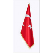 Makam Türk Bayrağı Telalı Saten (Sarı Simli) 100x150cm. - 1