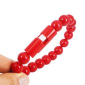 Micro USB Boncuk Bileklik USB Data Kablosu Kırmızı - 1