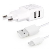 Tiger Şarj Aleti ve Type-C / USB-C Kablo Set Çift Girişli 2.0A - 1
