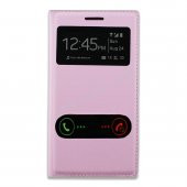 Samsung I9300 Galaxy S3 S View Dikişli Deri Çift Pencereli Kılıf Pembe - 1