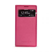 Samsung I9500 Galaxy S4 S View Dikişli Deri Pencereli Kılıf Kırmızı - 1