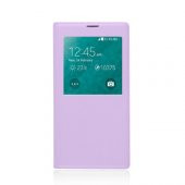 Samsung Galaxy S5 G900FQ S View Dikişli Deri Pencereli Kılıf Mor - 1