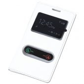 Samsung S7390 Trend Lite S View Dikişli Deri Çift Pencereli Kılıf Beyaz - 1