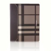 iPad 2 / iPad 3 / iPad 4 Standlı Burberry Desen Kılıf Kahverengi - 1