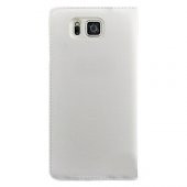 Samsung Alpha G850 S View Dikişli Deri Pencereli Kılıf Beyaz - 2