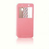 HTC One E8 Yan Kapaklı Standlı Kılıf Pembe - 1
