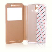 HTC One E8 Yan Kapaklı Standlı Kılıf Pembe - 2