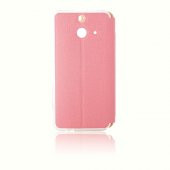 HTC One E8 Yan Kapaklı Standlı Kılıf Pembe - 3