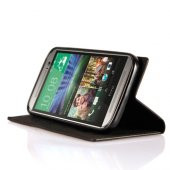 HTC One M8 Mini Dikişli ve Gizli Mıknatıslı Magnum Kılıf Beyaz - 3