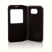 Samsung Galaxy S6 Yan Kapaklı TPU Flip Wallet Kılıf Siyah - 2