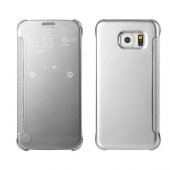 Samsung Galaxy S6 (G920) S View Şeffaf Cover Uyku Modlu Kılıf Silver - 1