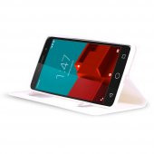 Vodafone Smart 6 Gizli Mıknatıslı Pencereli Magnum Kılıf Beyaz - 2