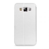 Samsung Galaxy E5 (E500) Yan Kapaklı Kenar Göstergeli Kılıf Beyaz - 2