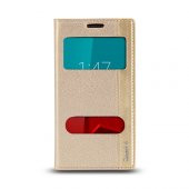 Vodafone Smart 6 Prime Gizli Mıknatıslı Pencereli Magnum Kılıf Gold - 1