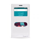 FitCase Dolce Vodafone Smart 6 Gizli Mıknatıslı Pencereli Kılıf Beyaz - 1