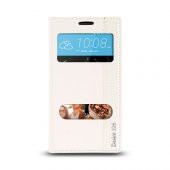 HTC Desire 526 Gizli Mıknatıslı Pencereli Magnum Kılıf Beyaz - 1