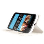 HTC Desire 526 Gizli Mıknatıslı Pencereli Magnum Kılıf Beyaz - 2