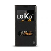 LG K8 K350 Gizli Mıknatıslı Pencereli Magnum Kılıf Siyah - 1