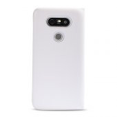 LG G5 H850 Yan Kapaklı Kartlıklı Kılıf Beyaz - 2