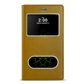 FitCase Dolce LG G5 H850 Gizli Mıknatıslı Pencereli Kılıf Gold - 1