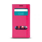 Vodafone Smart 7 Style Gizli Mıknatıslı Pencereli Magnum Kılıf Pembe - 1