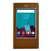 FitCase Dolce Vodafone Smart 7 Style Gizli Mıknatıslı Pencereli Kılıf Gold - 1