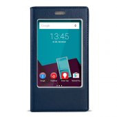 FitCase Dolce Vodafone Smart 7 Style Gizli Mıknatıslı Pencereli Kılıf Lacivert - 1