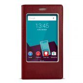 FitCase Dolce Vodafone Smart 7 Style Gizli Mıknatıslı Pencereli Kılıf Bordo - 1